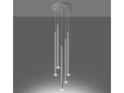 Lámparas colgantes Brill moderno de acero - 5 fuentes luminosas 4000K - L.25 x A.110 cm - blanco