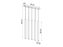 Lámparas colgantes Brill moderno de acero - 5 fuentes luminosas 4000K - L.45 x A.90 cm - blanco