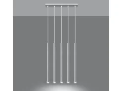 Lámparas colgantes Brill moderno de acero - 5 fuentes luminosas 4000K - L.45 x A.90 cm - blanco