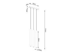 Lámparas colgantes Brill moderno de concreto - 3 fuentes luminosas 3000K - L.30 x A.110 cm - gris