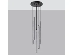 Lámparas colgantes Brill moderno de concreto - 5 fuentes luminosas 3000K - L.25 x A.110 cm - gris