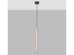 Lámparas colgantes Brill moderno de acero/madera - 1 fuentes luminosas 3000K - L.8 x A.120 cm - madera