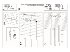Lámparas colgantes Brill moderno de acero - 3 fuentes luminosas 3000K - L.30 x A.90 cm - blanco