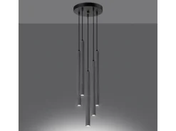 Lámparas colgantes Brill moderno de concreto - 5 fuentes luminosas 4000K - L.25 x A.110 cm - gris