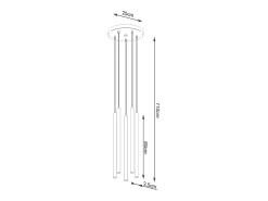 Lámparas colgantes Brill moderno de acero - 5 fuentes luminosas 3000K - L.25 x A.110 cm - blanco