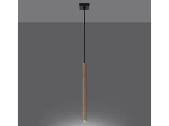 Lámparas colgantes Brill moderno de acero/madera - 1 fuentes luminosas 4000K - L.8 x A.120 cm - madera