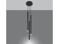 Lámparas colgantes Brill moderno de acero - 3 fuentes luminosas 4000K - L.20 x A.90 cm - negro