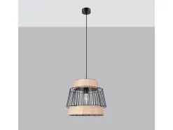Lámparas Colgantes Brilo Industrial De Cable De Acero - 1 Fuentes Luminosas - L.35 X A.137 Cm - Negro