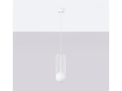 Lámparas Colgantes Brina Moderno De Acero - 1 Fuentes Luminosas - L.12 X A.115 Cm - Blanco