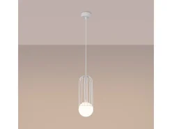 Lámparas Colgantes Brina Moderno De Acero - 1 Fuentes Luminosas - L.12 X A.115 Cm - Blanco