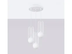 Lámparas Colgantes Brina Moderno De Acero - 3 Fuentes Luminosas - L.34 X A.115 Cm - Blanco