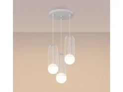 Lámparas Colgantes Brina Moderno De Acero - 3 Fuentes Luminosas - L.34 X A.115 Cm - Blanco