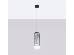 Lámparas Colgantes Brina Moderno De Acero - 1 Fuentes Luminosas - L.12 X A.115 Cm - Negro