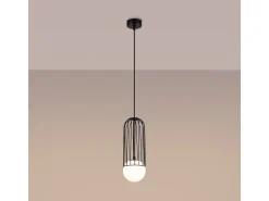 Lámparas Colgantes Brina Moderno De Acero - 1 Fuentes Luminosas - L.12 X A.115 Cm - Negro