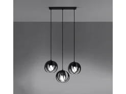 Lámparas colgantes Brive moderno de acero - 3 fuentes luminosas 4000K - L.50 x A.117 cm - negro