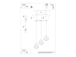 Lámparas colgantes Brive moderno de acero - 3 fuentes luminosas 4000K - L.50 x A.117 cm - negro