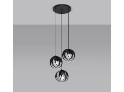 Lámparas colgantes Brive moderno de acero - 3 fuentes luminosas 3000K - L.30 x A.117 cm - negro