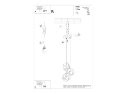 Lámparas colgantes Brive moderno de acero - 3 fuentes luminosas 4000K - L.30 x A.117 cm - negro