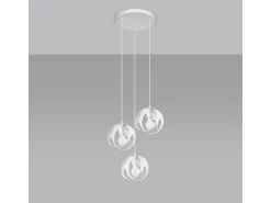 Lámparas colgantes Brive moderno de acero - 3 fuentes luminosas 3000K - L.30 x A.117 cm - blanco