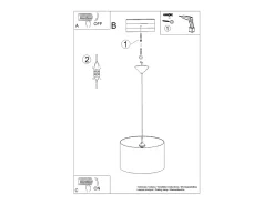 Lámparas colgantes Calcio a moderno de CLORURO DE POLIVINILO - 1 fuentes luminosas 4000K - L.40 x A.82 cm - blanco negro