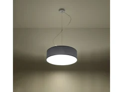 Lámparas colgantes Cercle minimalista de CLORURO DE POLIVINILO - 2 fuentes luminosas 4000K - L.35 x A.111 cm - gris