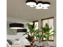 Lámparas colgantes Cercle minimalista de CLORURO DE POLIVINILO - 2 fuentes luminosas 3000K - L.35 x A.111 cm - negro