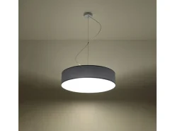 Lámparas colgantes Cercle minimalista de CLORURO DE POLIVINILO - 3 fuentes luminosas 4000K - L.45 x A.111 cm - gris