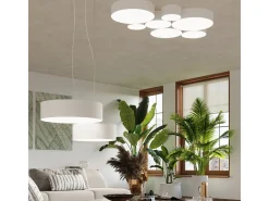 Lámparas colgantes Cercle minimalista de CLORURO DE POLIVINILO - 2 fuentes luminosas 4000K - L.35 x A.111 cm - blanco
