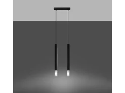 Lámparas colgantes Eclim moderno de acero/vidrio - 2 fuentes luminosas 4000K - L.30 x A.120 cm - negro