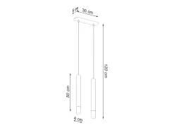 Lámparas colgantes Eclim moderno de acero/vidrio - 2 fuentes luminosas 4000K - L.30 x A.120 cm - negro