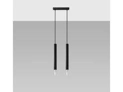 Lámparas colgantes Eclim moderno de acero/vidrio - 2 fuentes luminosas 3000K - L.30 x A.120 cm - negro