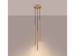 Lámparas colgantes Elara moderno de acero - 3 fuentes luminosas 4000K - L.20 x A.120 cm - dorado