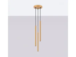 Lámparas colgantes Elara moderno de acero - 3 fuentes luminosas 3000K - L.20 x A.120 cm - dorado