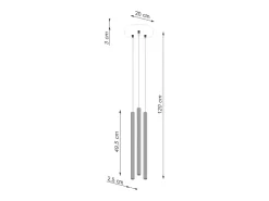 Lámparas colgantes Elara moderno de acero - 3 fuentes luminosas 3000K - L.20 x A.120 cm - dorado