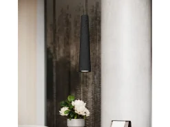 Lámparas Colgantes Electra Desván De Concreto - 1 Fuentes Luminosas - L.8 X A.125 Cm - Negro