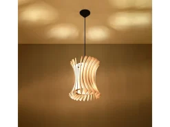 Lámparas colgantes Elyandra escandinavo de madera - 1 fuentes luminosas 4000K - L.30 x A.107 cm - madera natural