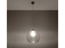 Lámparas colgantes Esfera minimalista de acero/vidrio - 1 fuentes luminosas 4000K - L.30 x A.120 cm - transparente