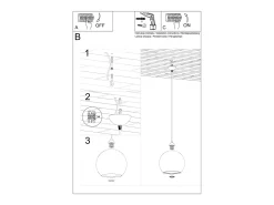 Lámparas colgantes Esfera minimalista de acero/vidrio - 1 fuentes luminosas 4000K - L.30 x A.120 cm - grafito