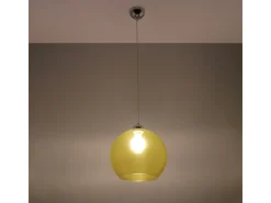 Lámparas colgantes Esfera minimalista de acero/vidrio - 1 fuentes luminosas 4000K - L.30 x A.120 cm - amarillo