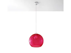 Lámparas colgantes Esfera minimalista de acero/vidrio - 1 fuentes luminosas 3000K - L.30 x A.120 cm - rojo