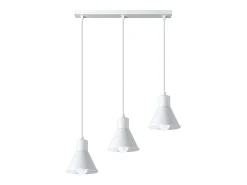 Lámparas colgantes Faldura moderno de acero - 3 fuentes luminosas 3000K - L.45 x A.120 cm - blanco