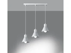 Lámparas colgantes Faldura moderno de acero - 3 fuentes luminosas 4000K - L.45 x A.120 cm - blanco