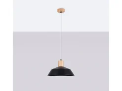 Lámparas Colgantes Fano Escandinavo De Acero - 1 Fuentes Luminosas - L.34 X A.120 Cm - Negro