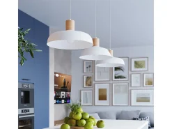 Lámparas colgantes Fanova escandinavo de acero - 1 fuentes luminosas 4000K - L.34 x A.120 cm - blanco