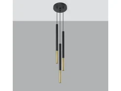 Lámparas colgantes Flar moderno de acero - 3 fuentes luminosas 3000K - L.20 x A.90 cm - oro negro