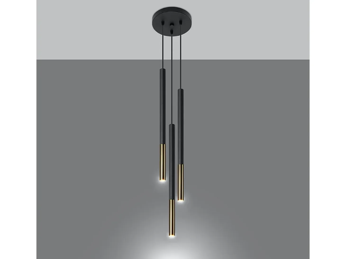 Lámparas colgantes Flar moderno de acero - 3 fuentes luminosas 4000K - L.20 x A.90 cm - oro negro