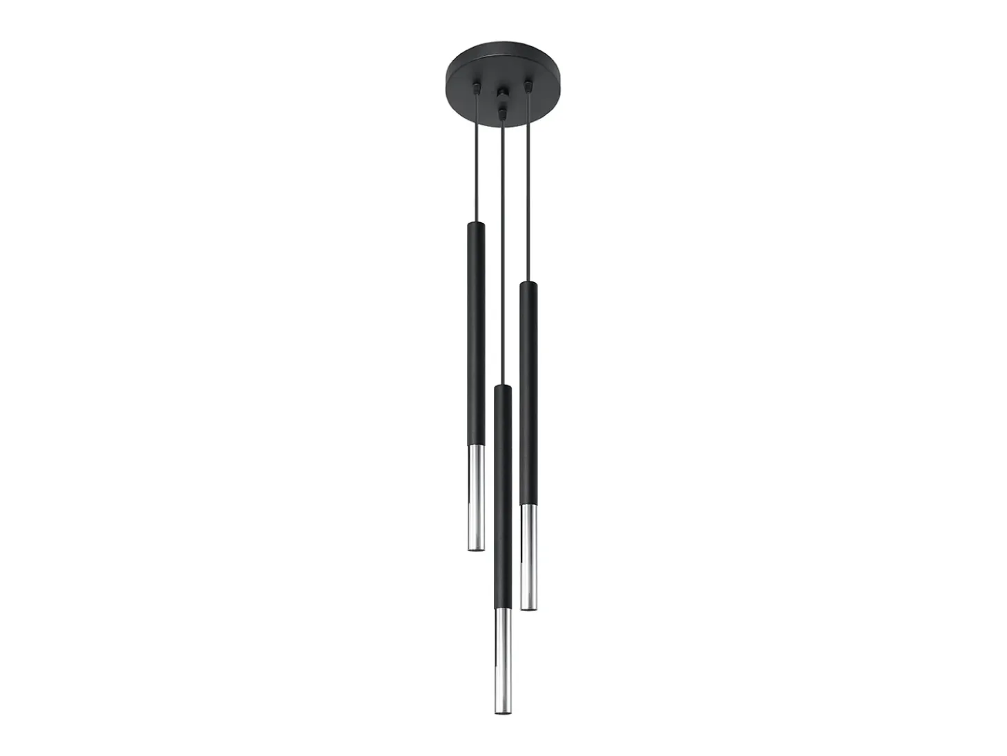 Lámparas colgantes Flar moderno de acero - 3 fuentes luminosas 4000K - L.20 x A.90 cm - negro/cromo