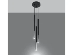 Lámparas colgantes Flar moderno de acero - 3 fuentes luminosas 4000K - L.20 x A.90 cm - negro/cromo
