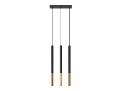 Lámparas colgantes Flar moderno de acero - 3 fuentes luminosas 3000K - L.30 x A.90 cm - negro/cobre