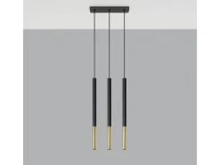 Lámparas colgantes Flar moderno de acero - 3 fuentes luminosas 3000K - L.30 x A.90 cm - oro negro